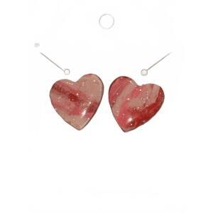 Handmade Pink and Red Heart Shaped Resin Earrings